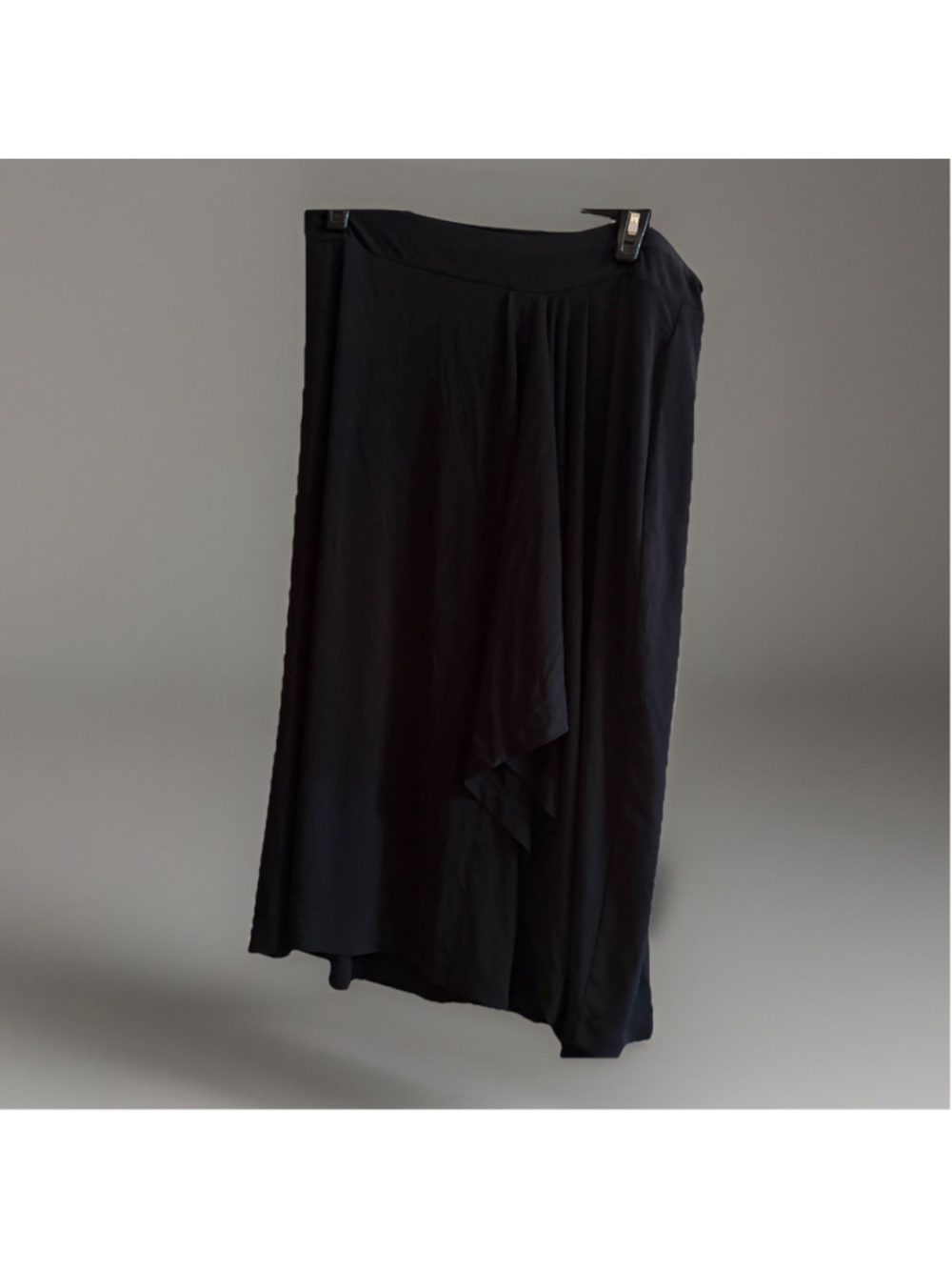 Michael Kors Black Asymmetrical Draped Midi Skirt - Large